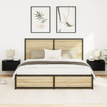 ZNTS Bedside Cabinets with LED Lights 2 pcs Wall-Mounted Black Oak 863083