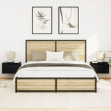 ZNTS Bedside Cabinets with LED Lights 2 pcs Wall-Mounted Black Oak 863083