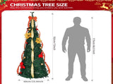 6 FT Fully Decorated Pre-lit Christmas Tree, Pop Up Artificial Xmas Tree with 80 Warm Lights Battery 19599448
