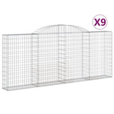 Arched Gabion Baskets 9 pcs 300x30x120/140 cm Galvanised Iron 3146546