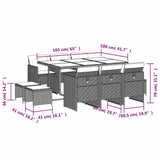 11 Piece Garden Dining Set with Cushions Brown Poly Rattan 3210609