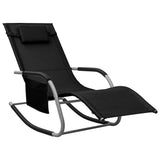Sun Lounger Set of 2 Black and Grey Textilene Standard 310509