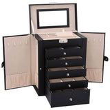 Jewellery Box 6-Layer with Mirror Lockable Black 4103565