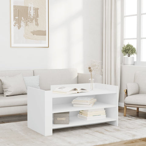 ZNTS Coffee Table White 100x50x50 cm Engineered Wood 848346