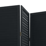 Room Divider 4 Panels Black Solid Wood Paulownia 358851