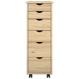 Rolling Cabinet Brown 34 x 39 x 93.5 cm Solid Pine Wood 42032394