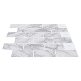 Subway Tile 20 pcs White Marble 30 x 30 cm Polyurethane and PET 42046130