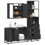 ZNTS 3 Piece Bathroom Furniture Set Black Engineered Wood 3301130