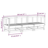 3 Piece Garden Lounge Set Grey Solid Wood Pine 825417