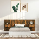 Bed Headboard with Cabinets Smoked Oak Engineered Wood 3115681