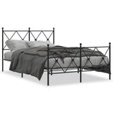 Metal Bed Frame without Mattress with Footboard Black 120x190cm 376517