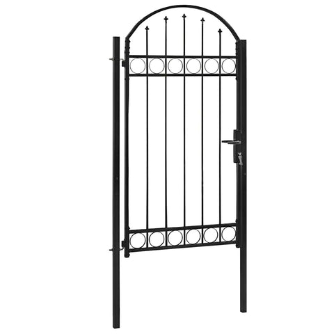 Fence Gate with Arched Top Steel 100x250 cm Black 146339