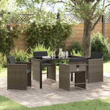 Garden Dining Set with Cushion 5 pcs Grey Poly Rattan 3379981