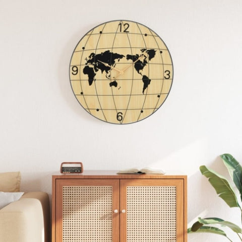 ZNTS Wall Clock Yellow and Black Ø50 cm Engineered Wood 4008406