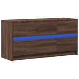 TV Cabinet with LED Brown Oak 100x34x50 cm Engineered Wood 852221