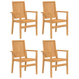 Stackable Garden Chairs 4 pcs 56.5x57.5x91 cm Solid Wood Teak 3157901