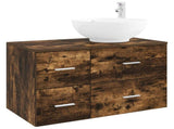 Bathroom Furniture Set 2 pcs Smoked Oak Engineered Wood 3403996
