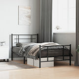 Metal Bed Frame without Mattress with Footboard Black 100x190cm 355573