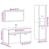 3 Piece Bathroom Furniture Set Old Wood Engineered Wood 3328591