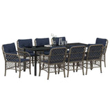 Garden Dining Set with Cushion 9 pcs Grey and Black Rattan 3380252