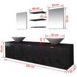Bathroom Cabinet Black, White Engineered wood, Ceramic Large 272233