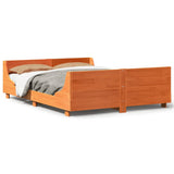 Bed Frame without Mattress Wax Brown 120x190 cm Small Double Solid Wood Pine 850787