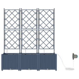 Garden Planter 3 pcs Grey 120 x 40 x 142 cm Plastic 42002876