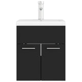 Sink Cabinet with Built-in Basin Black Engineered Wood 3071262