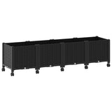 Garden Planter with Wheels Black 160 x 40 x 44 cm PP 3423134