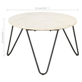 Coffee Table White 65x65x42 cm Real Stone with Marble Texture 286446