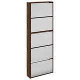 Shoe Cabinet with Mirror 5-Layer Brown Oak 63x17x169.5 cm 3228285