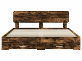 Bed Frame with Drawer Smoked Oak 140 x 200 cm Engineered Wood 3412368