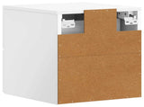 Wall-Mounted Bedside Cabinet with Drawer 2 pcs High Gloss White 898644