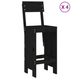 5 Piece Garden Bar Set Black Solid Wood Pine 3157803