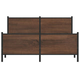 Metal Bed Frame without Mattress Brown Oak 150x200 cm King Size 3301371