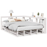 Bookcase Bed without Mattress White 140x190cm Solid Wood Pine 3324512