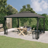 Gazebo with Sidewalls&Double Roofs 3x4 m Anthracite 318544