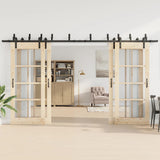 Sliding Door Hardware Kit 400 cm Steel Black 3295742