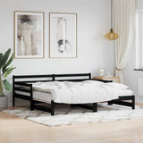 Daybed with Trundle without Mattress Black 80x200 cm Solid Wood 836152