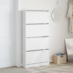 ZNTS Shoe Cabinet with 4 Flip-Drawers White 80x21x163.5 cm 3214364