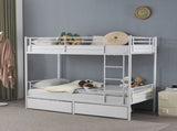 Twin Over Twin Bunk Bed with Two Storage Drawers & Full-Length Guard Rail, Heavy Duty Metal Bunk Bed 89933334
