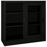 Sliding Door Cabinet Black 90x40x90 cm Steel 335956