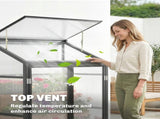 Polycarbonate Greenhouse with Hinged Door, Top Vent, Lean-to Green House, Walk-in Greenhouse, 4 x T3398P549947