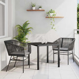 Garden Dining Set with Cushion 3 pcs Black Powder-Coated Steel 3380918