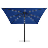 Cantilever Garden Parasol with LED lights and Steel Pole 250x250 cm Azure Blue 46997