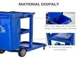 Janitor Cleaning Trolley, with Bin, Shelves and Hooks - Blue T3398P328340
