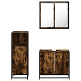 3 Piece Bathroom Furniture Set Smoked Oak Engineered Wood 3300947