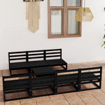 ZNTS 8 Piece Garden Lounge Set Black Solid Pinewood 3075353