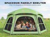 Pop Up Tent 3000mm Waterproof Instant Camping Tent 3-4 Person with 2 Doors 4 Windows Green T3398P554331