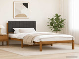 Bed Frame with Upholstered Headboard Natural and Dark Grey 904181